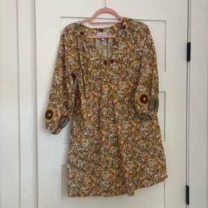 Mi Golondrina Floral Embroidered Mini Dress